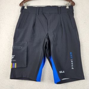 Pissei Mens Size 3 Medium Black Zip Fly Bicycle Cycling Athletic Sports Shorts
